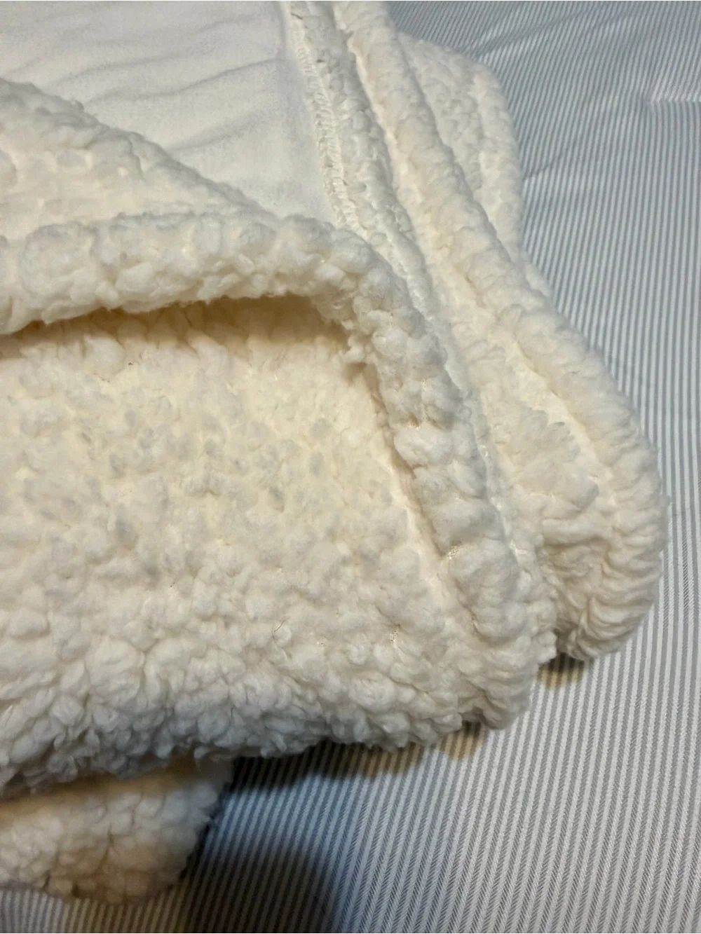 New Sigma Sigma Sigma Embroidered Cream Sherpa Throw with Black Script and Stars